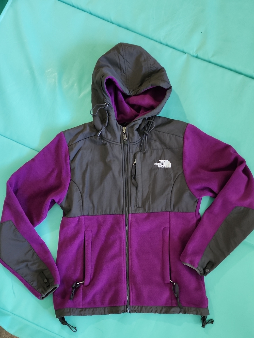 The North Face Purple and Gray Hooded Fleece Jacket